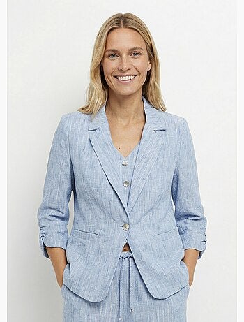 Chaqueta a rayas de corte sastre, de aspecto irregular. - Afibel