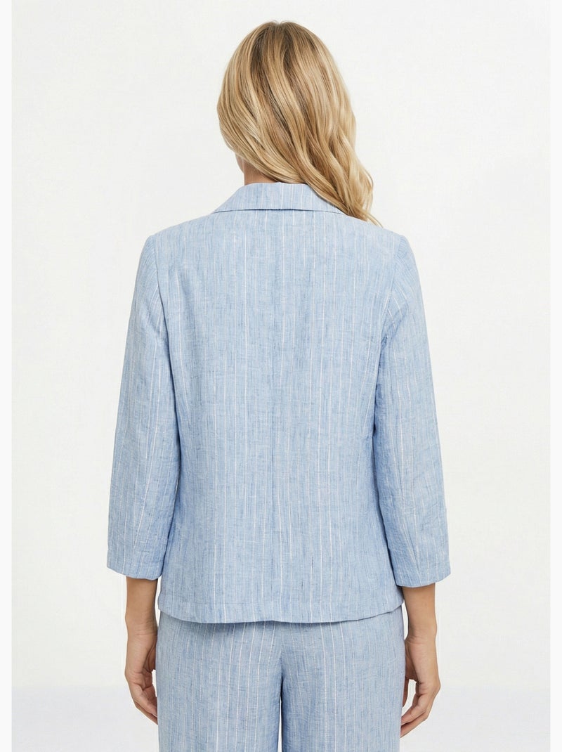 Chaqueta a rayas de corte sastre, de aspecto irregular. - Afibel Azul - Kiabi