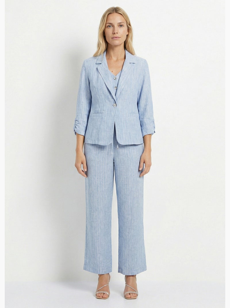 Chaqueta a rayas de corte sastre, de aspecto irregular. - Afibel Azul - Kiabi