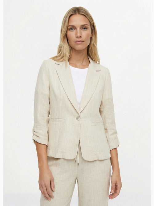 Chaqueta a rayas de corte sastre, de aspecto irregular. - Afibel - Kiabi