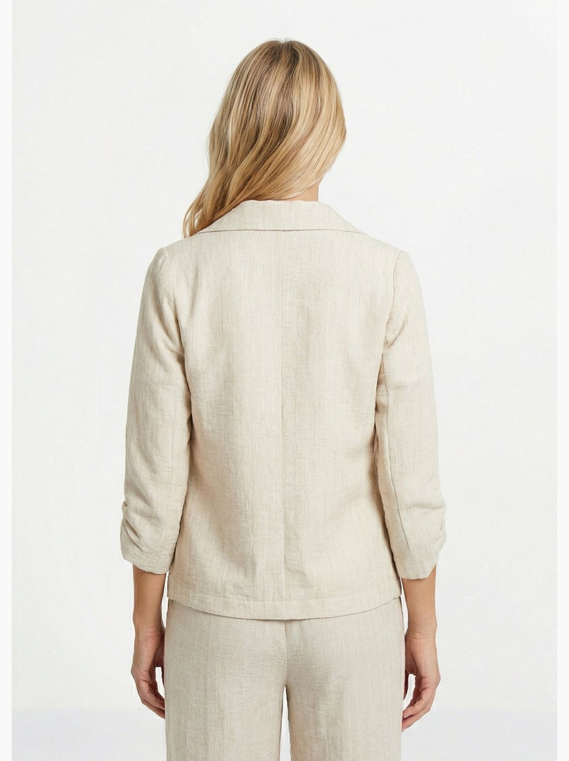 Chaqueta a rayas de corte sastre, de aspecto irregular. - Afibel Beige - Kiabi