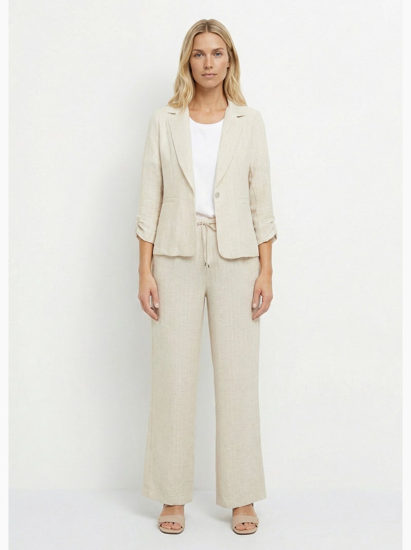 Chaqueta a rayas de corte sastre, de aspecto irregular. - Afibel Beige - Kiabi