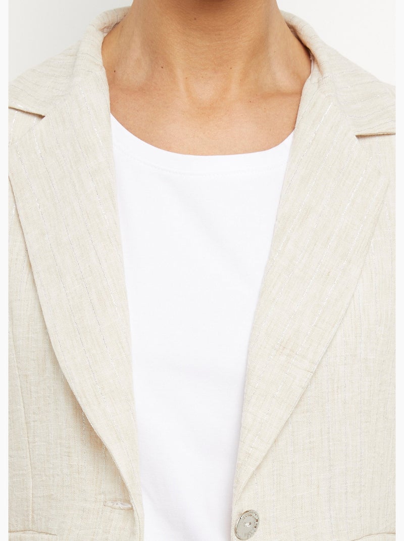 Chaqueta a rayas de corte sastre, de aspecto irregular. - Afibel Beige - Kiabi