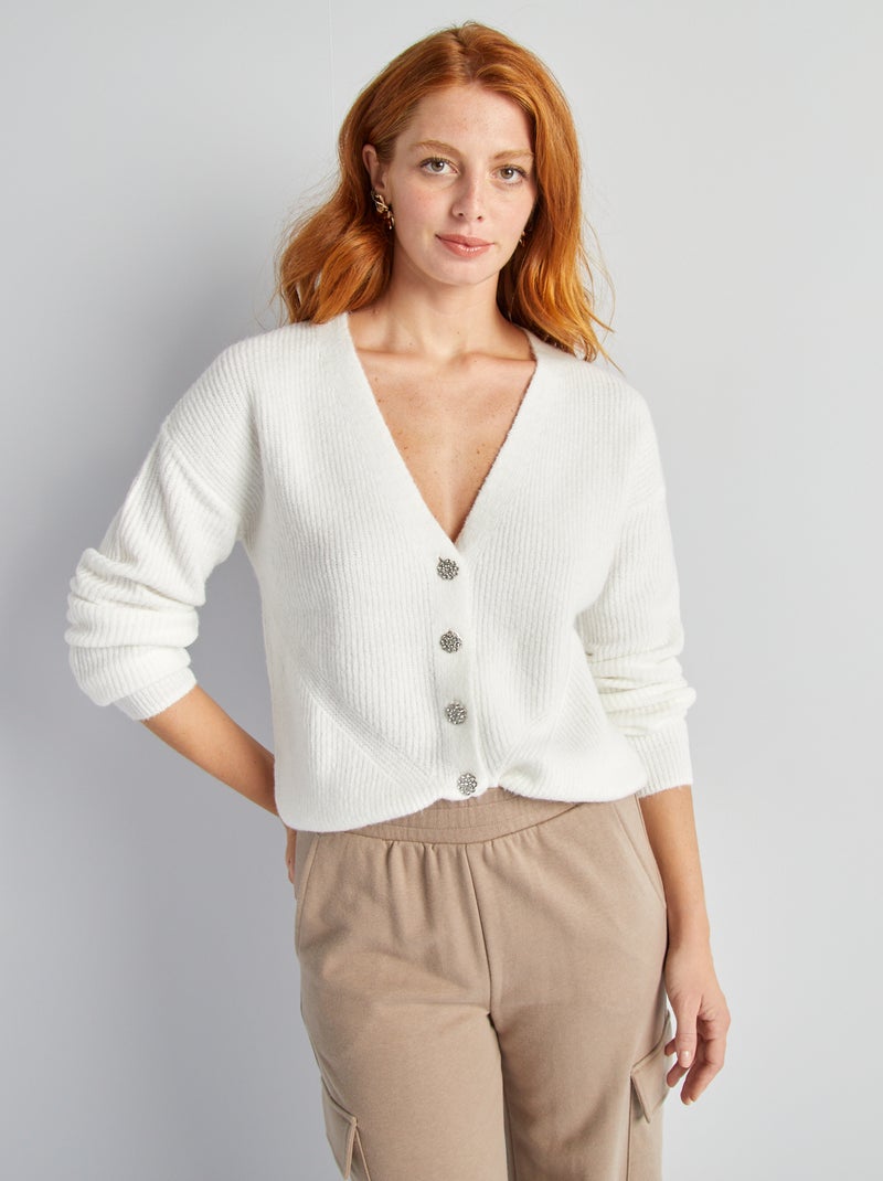 Chaqueta abotonada con strass BLANCO - Kiabi