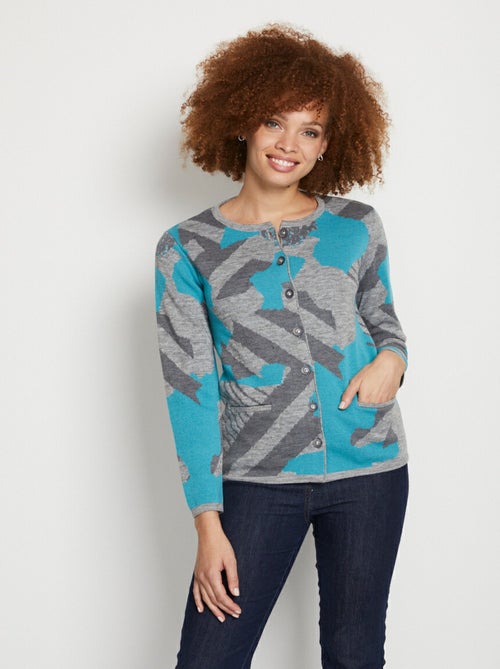 Chaqueta abotonada de jacquard gráfico - Afibel - Kiabi