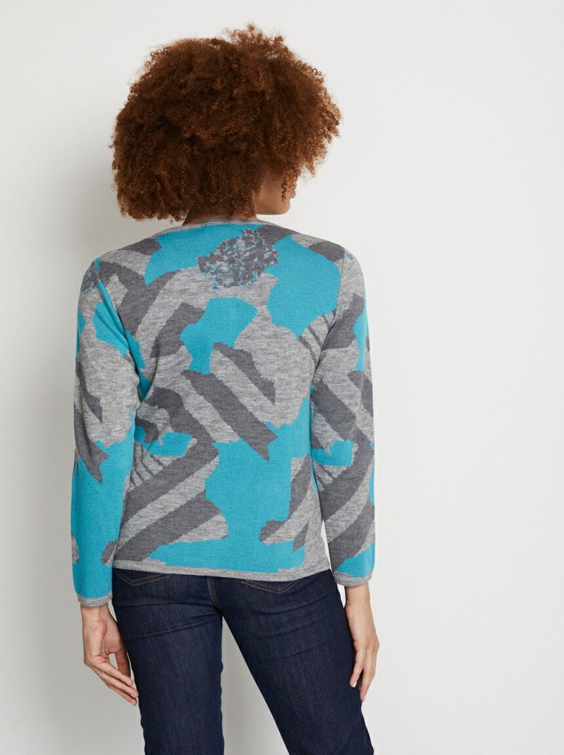 Chaqueta abotonada de jacquard gráfico - Afibel Verde - Kiabi
