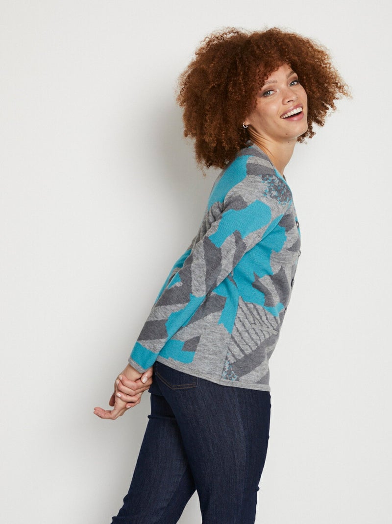 Chaqueta abotonada de jacquard gráfico - Afibel Verde - Kiabi