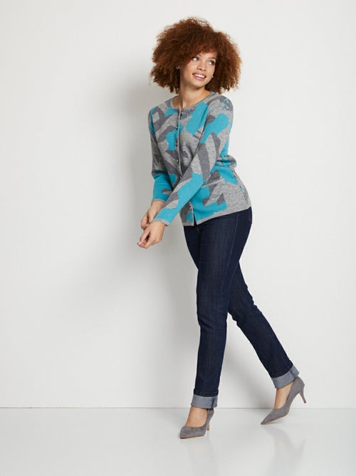 Chaqueta abotonada de jacquard gráfico - Afibel - Kiabi