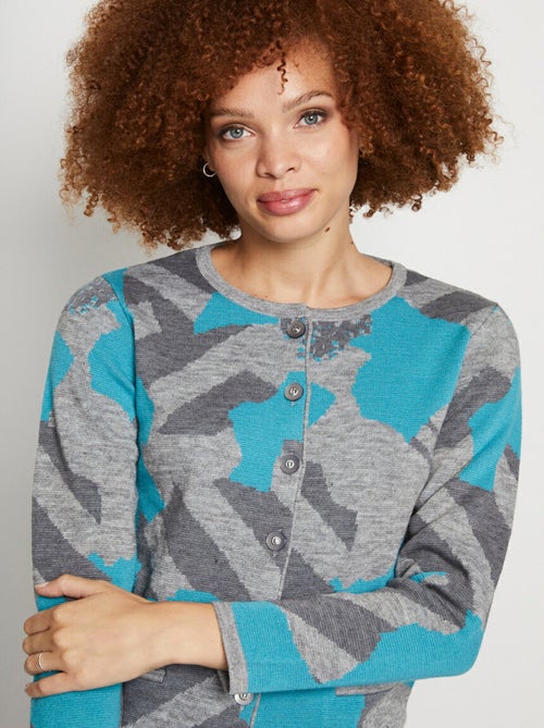 Chaqueta abotonada de jacquard gráfico - Afibel - Kiabi