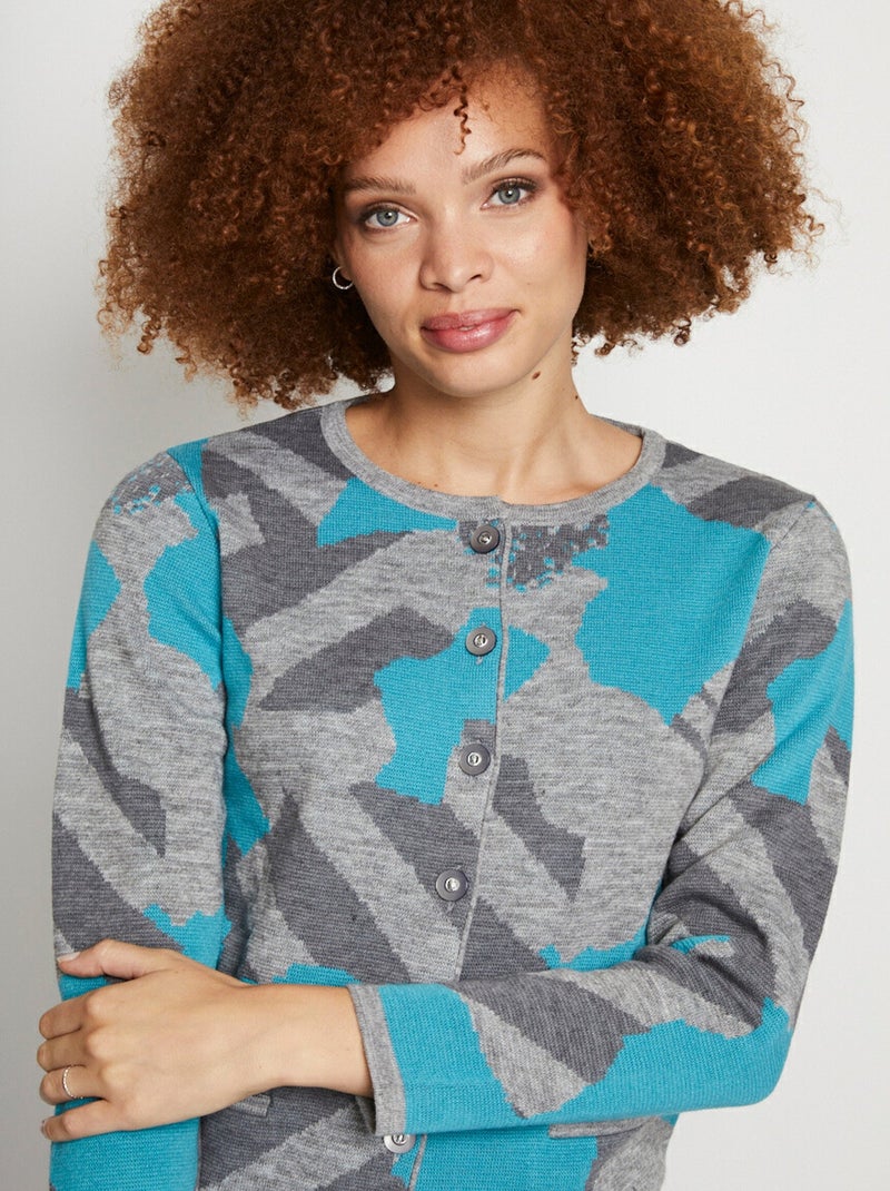 Chaqueta abotonada de jacquard gráfico - Afibel Verde - Kiabi