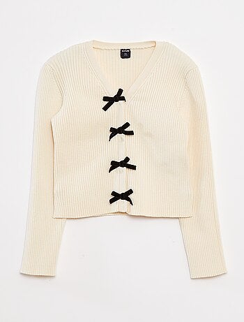 Chaqueta acanalada con lazos de terciopelo