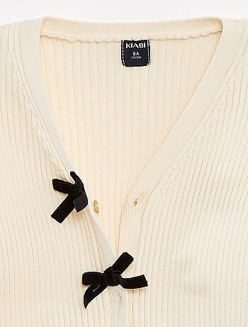 Chaqueta acanalada con lazos de terciopelo