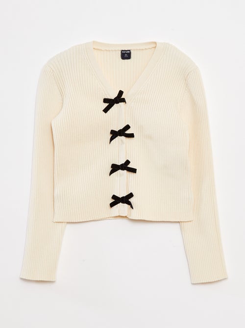 Chaqueta acanalada con lazos de terciopelo - Kiabi