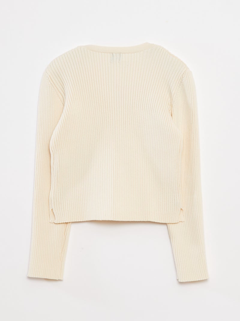 Chaqueta acanalada con lazos de terciopelo Blanco - Kiabi