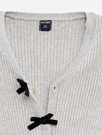 Chaqueta acanalada con lazos de terciopelo