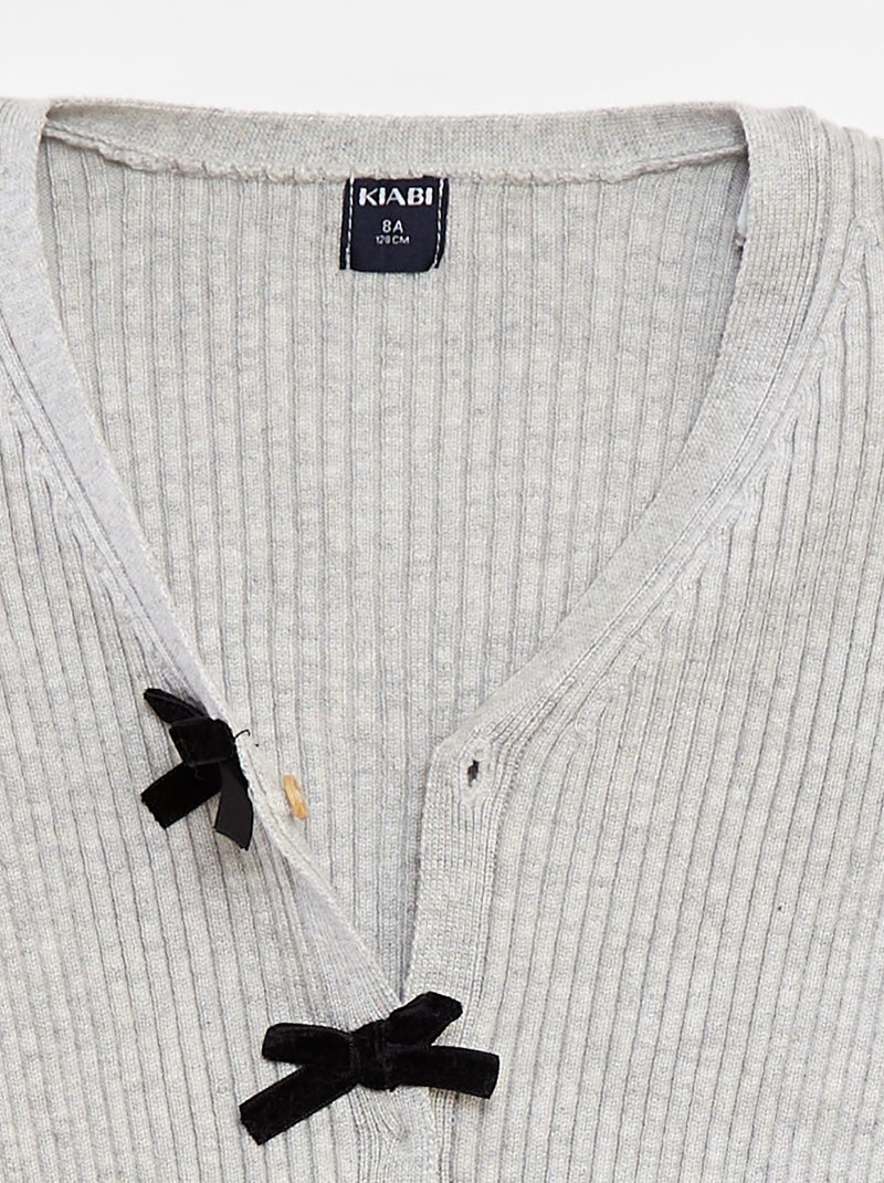 Chaqueta acanalada con lazos de terciopelo Gris - Kiabi