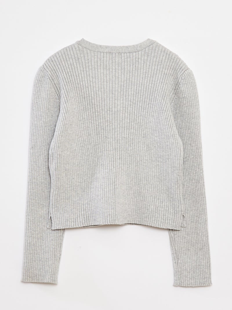 Chaqueta acanalada con lazos de terciopelo Gris - Kiabi