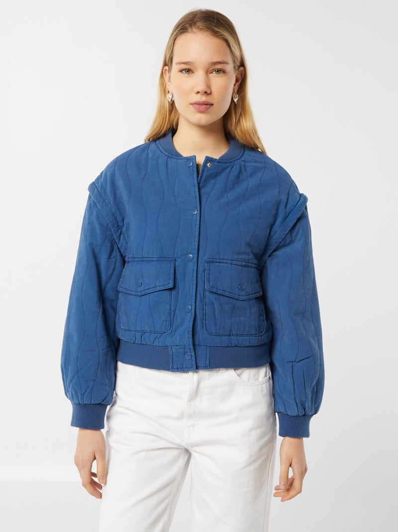 Chaqueta acolchada 2 en 1 con mangas extraíbles AZUL - Kiabi