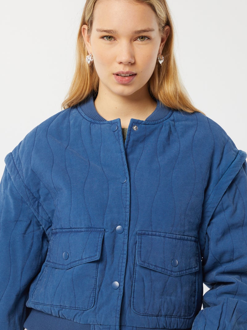 Chaqueta acolchada 2 en 1 con mangas extraíbles AZUL - Kiabi