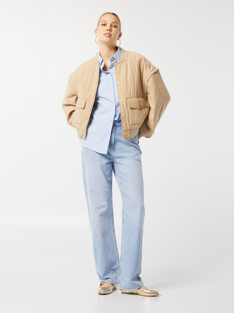 Chaqueta acolchada 2 en 1 con mangas extraíbles BEIGE - Kiabi