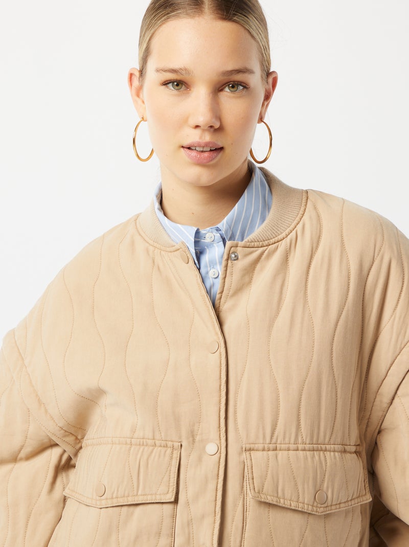 Chaqueta acolchada 2 en 1 con mangas extraíbles BEIGE - Kiabi