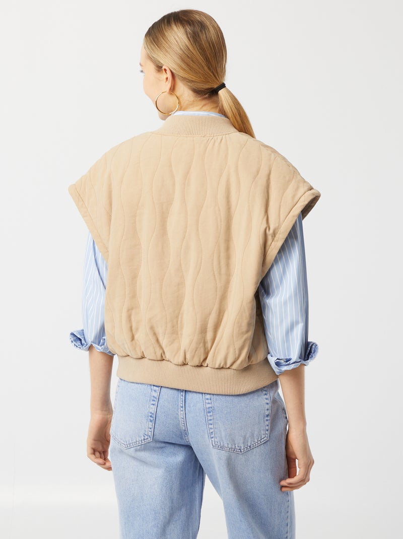 Chaqueta acolchada 2 en 1 con mangas extraíbles BEIGE - Kiabi