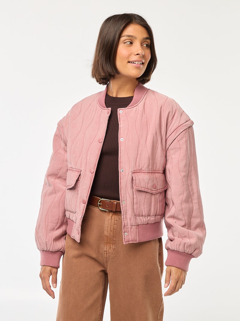 Chaqueta acolchada 2 en 1 con mangas extraíbles Rosa - Kiabi