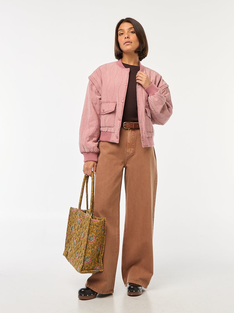 Chaqueta acolchada 2 en 1 con mangas extraíbles Rosa - Kiabi