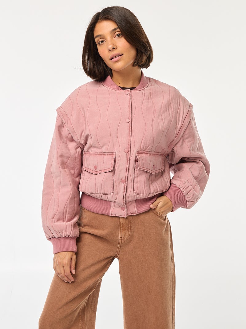 Chaqueta acolchada 2 en 1 con mangas extraíbles Rosa - Kiabi