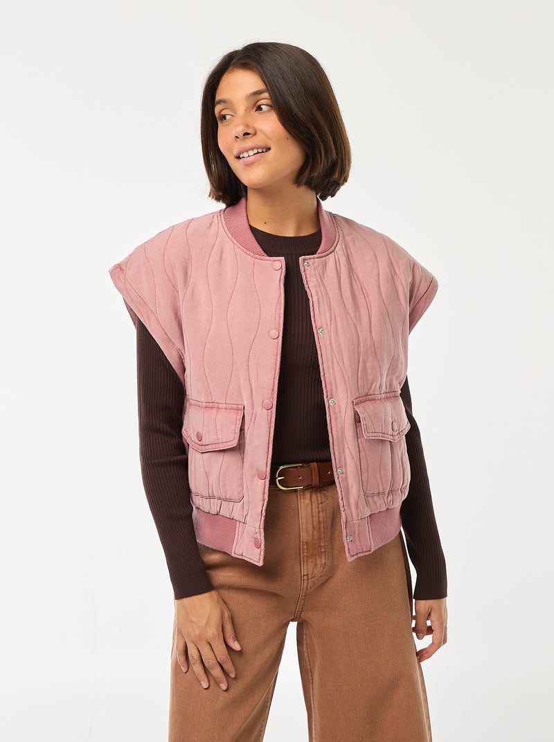 Chaqueta acolchada 2 en 1 con mangas extraíbles Rosa - Kiabi