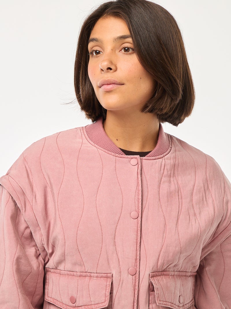 Chaqueta acolchada 2 en 1 con mangas extraíbles Rosa - Kiabi