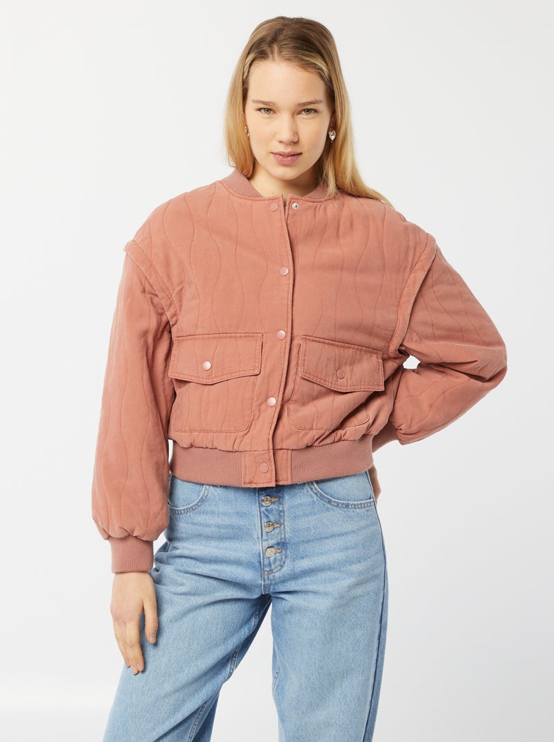 Chaqueta acolchada 2 en 1 con mangas extraíbles ROSA - Kiabi