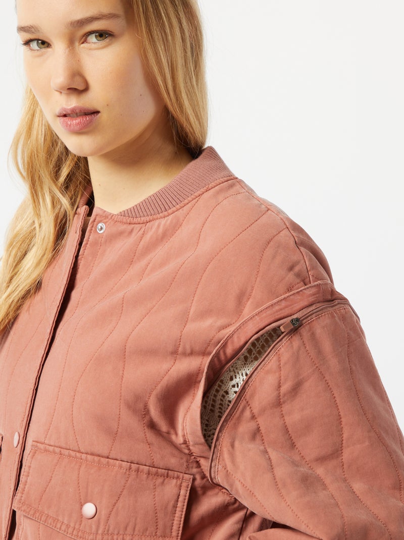Chaqueta acolchada 2 en 1 con mangas extraíbles ROSA - Kiabi