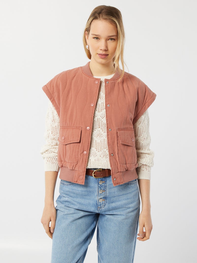 Chaqueta acolchada 2 en 1 con mangas extraíbles ROSA - Kiabi