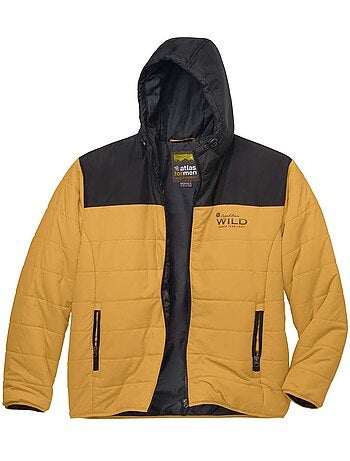 Chaqueta acolchada bicolor con capucha y cremallera