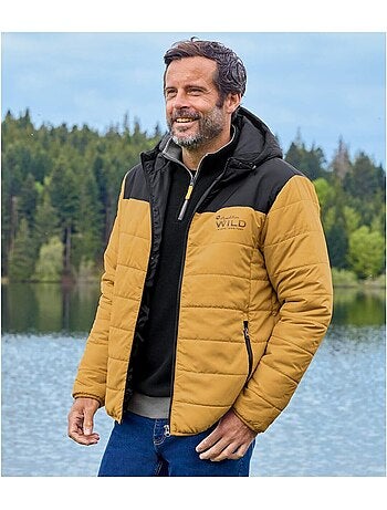 Chaqueta acolchada bicolor con capucha y cremallera