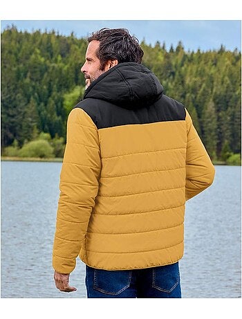 Chaqueta acolchada bicolor con capucha y cremallera