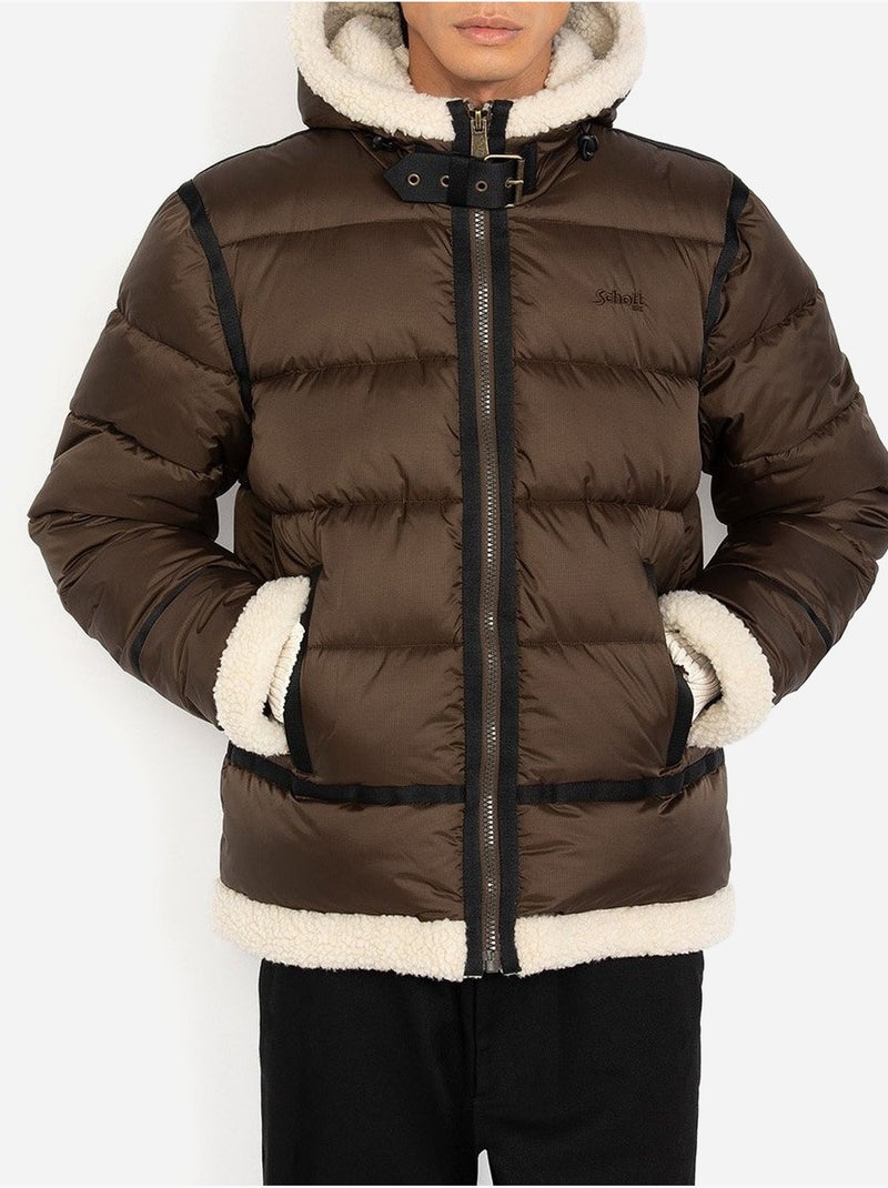 Chaqueta acolchada con capucha - schott Marrón/Beige/Negro - Kiabi