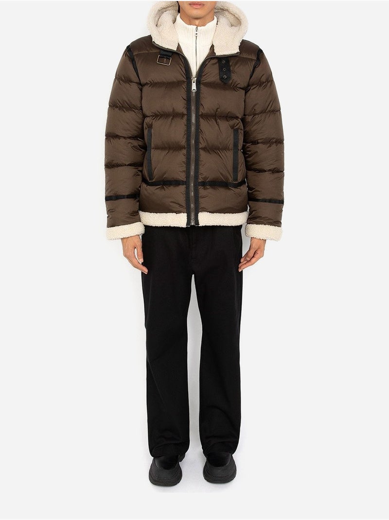 Chaqueta acolchada con capucha - schott Marrón/Beige/Negro - Kiabi