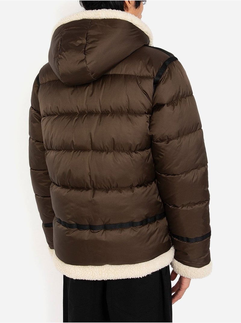 Chaqueta acolchada con capucha - schott Marrón/Beige/Negro - Kiabi