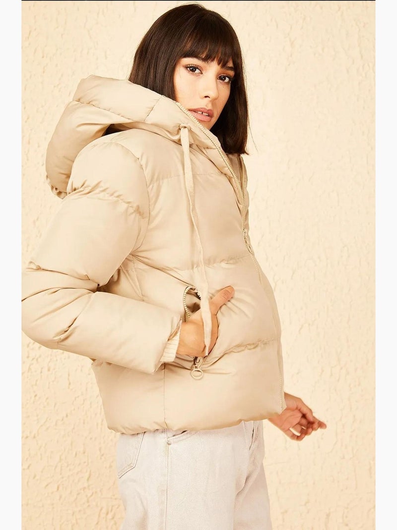 Chaqueta acolchada con capucha de bianco lucci Beige arcilla - Kiabi