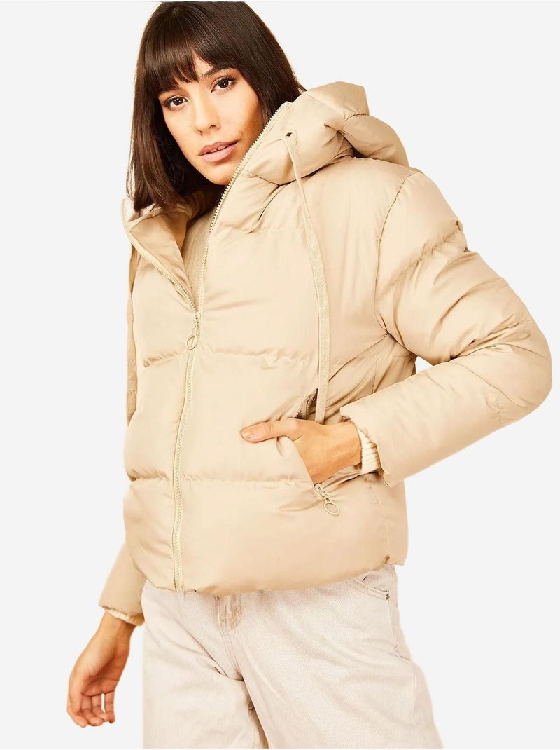 Chaqueta acolchada con capucha de bianco lucci Beige arcilla - Kiabi