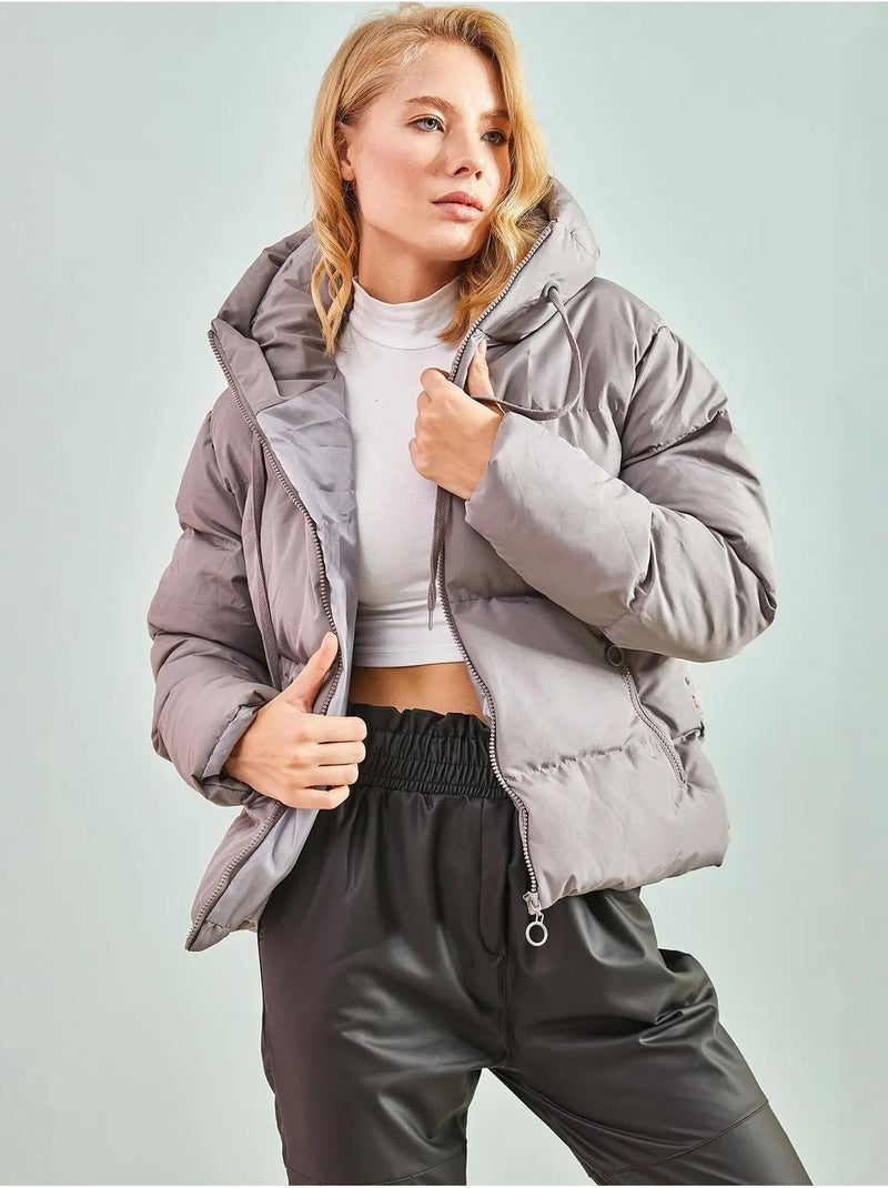 Chaqueta acolchada con capucha de bianco lucci Gris - Kiabi