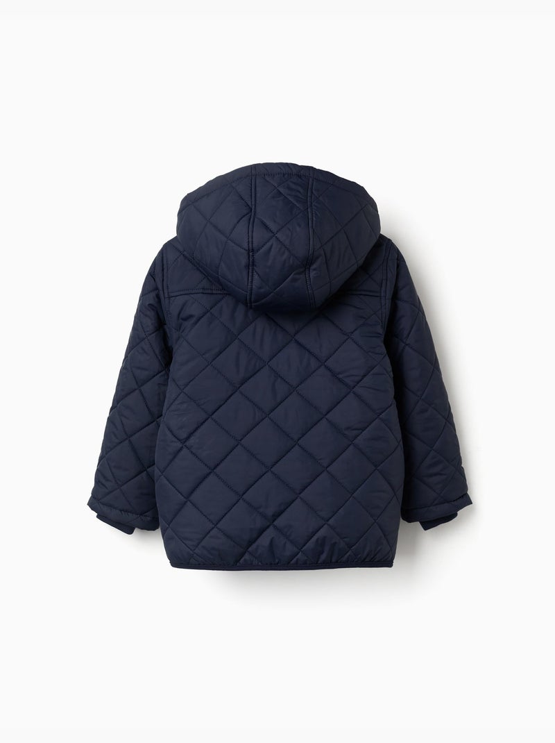 Chaqueta acolchada con capucha desmontable Azul oscuro - Kiabi