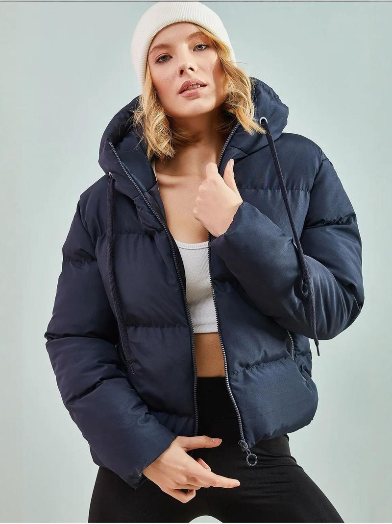 Chaqueta acolchada con capucha lucci Azul marino - Kiabi