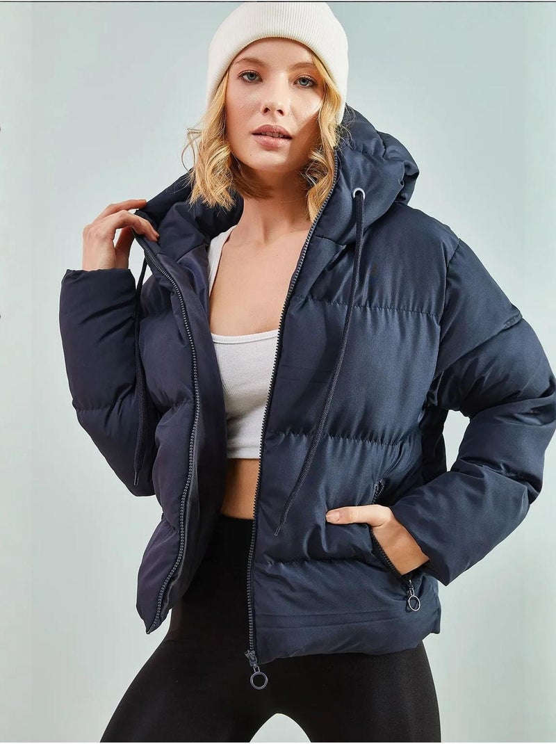 Chaqueta acolchada con capucha lucci Azul marino - Kiabi