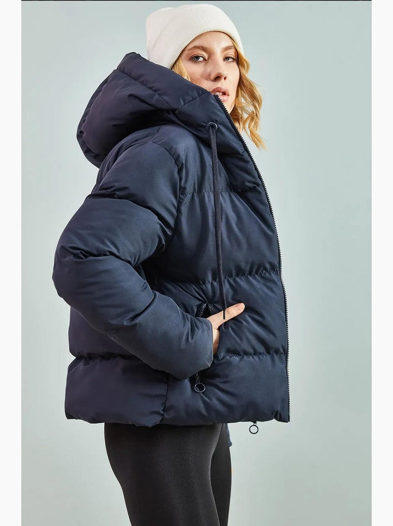 Chaqueta acolchada con capucha lucci Azul marino - Kiabi