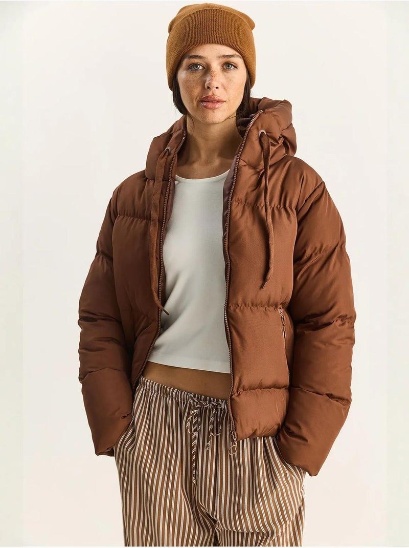 Chaqueta acolchada con capucha lucci Marrón - Kiabi