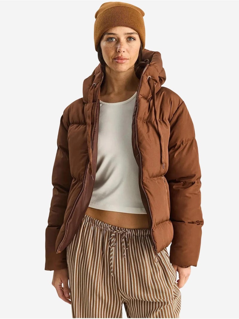 Chaqueta acolchada con capucha lucci Marrón - Kiabi