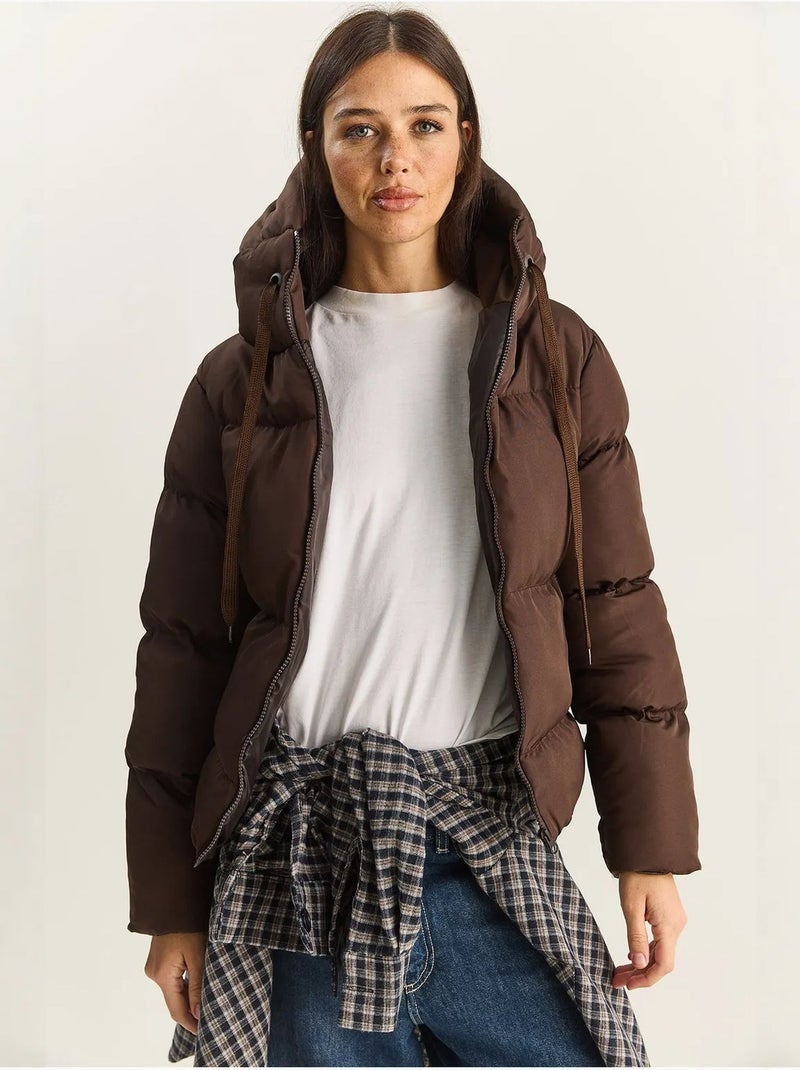 Chaqueta acolchada con capucha lucci Marrón oscuro - Kiabi